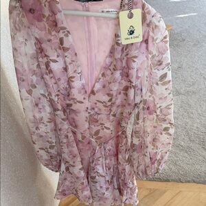 Mila & Gogo Floral Long Sleeve Dress in Pink